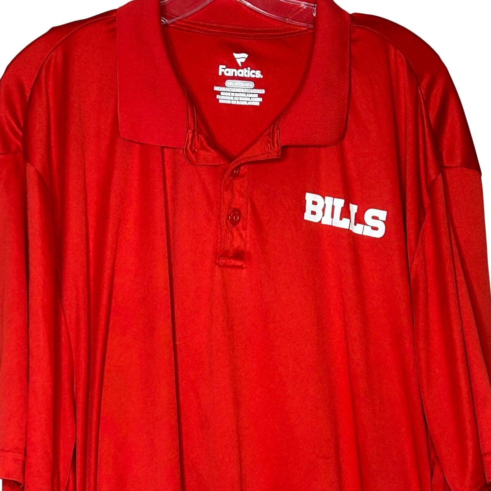Buffalo Bills Fanatics Polo Shirt 4XL-Mens Red Short Sleeve NFL Football